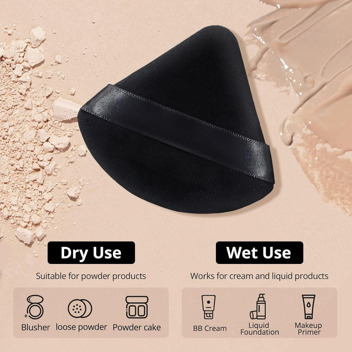 Triangle Makeup Powder Puff Pack of 1