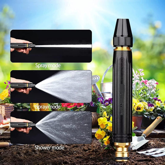 Portable High Pressure Washing Water Nozzle with 3 Attachments (Black)