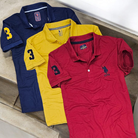 Men's Multicolor Polo T-Shirt Pack of 3