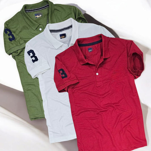 Men's Multicolor Polo Neck T-Shirt Pack of 3