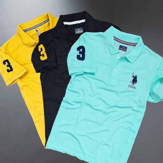 Men's Polo Neck T-Shirt Pack of 3