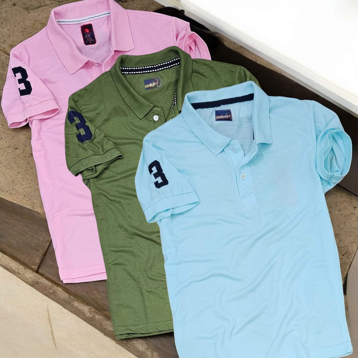 Men's Multicolor Polo T-Shirt Pack of 3