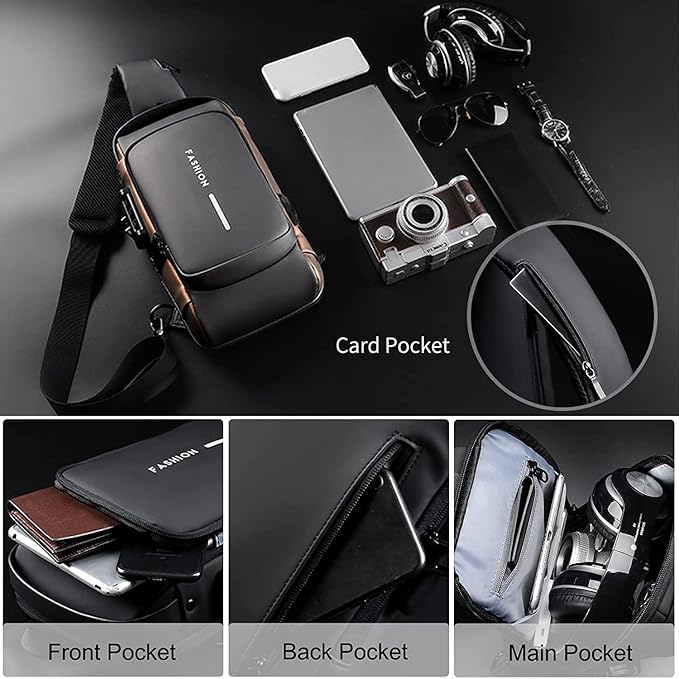 Waterproof Crossbody Sling Bag with USB Port