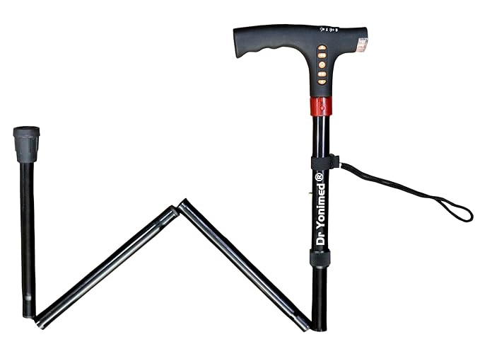 Adjustable Folding Walking Stick with FM Radio & LED Torch