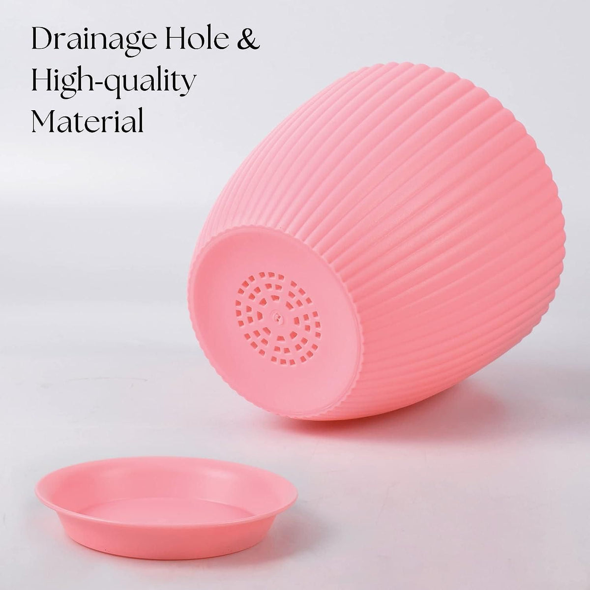 Round Plastic Flower Pot with Drainage Tray