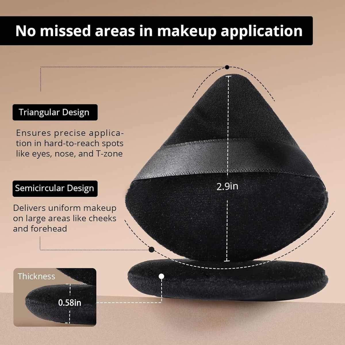 Triangle Makeup Powder Puff Pack of 1