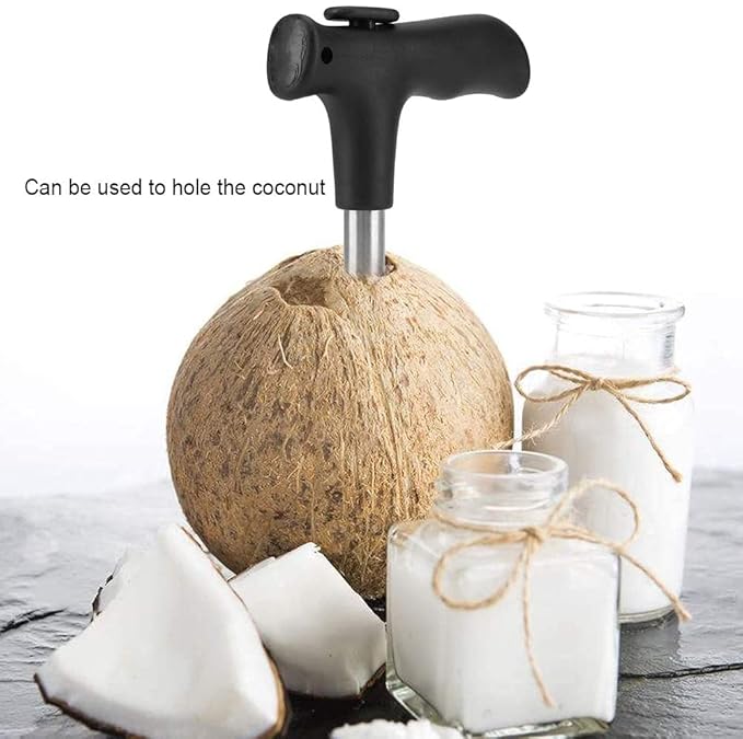 Stainless Steel Coconut Opener with Straw & Cleaner Stick