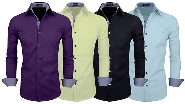 Men's Multicolor Plain Shirt Pack of 4
