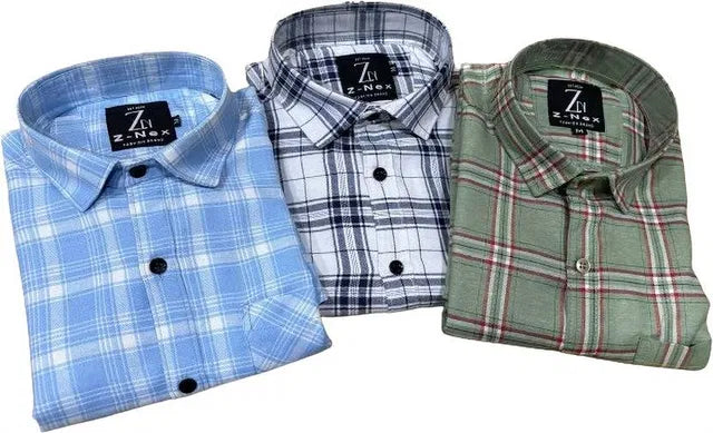 Men's Multicolor Check Shirt Pack of 3