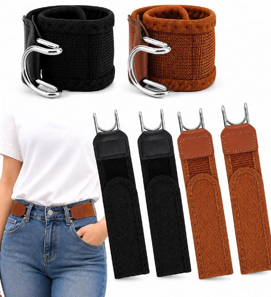 Adjustable No-Buckle Metal Belts for Men & Women, 2-Pack